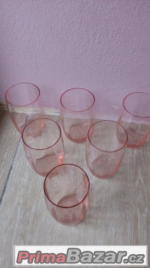 Souprava 6 sklenek na pití - české ručně probarvené sklo – fotografie 1