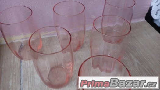 Souprava 6 sklenek na pití - české ručně probarvené sklo – fotografie 3