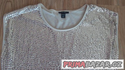 Prodám béžové tričko s flitry, vel. L (42), zn. Amisu. – fotografie 2