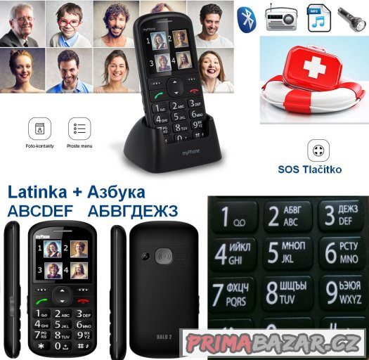 myPhone Halo 2 černý, NOVÝ, SOS (záchranné) Tlačítko – fotografie 1
