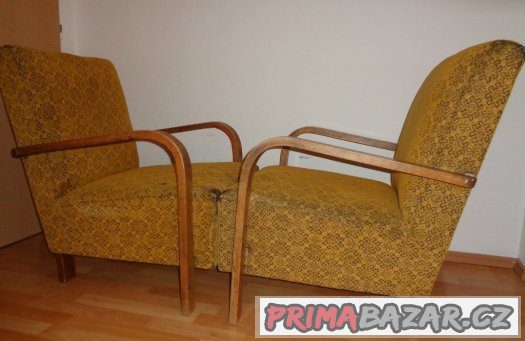 Párová křesla cca z 50, let k přečalounění. – fotografie 1