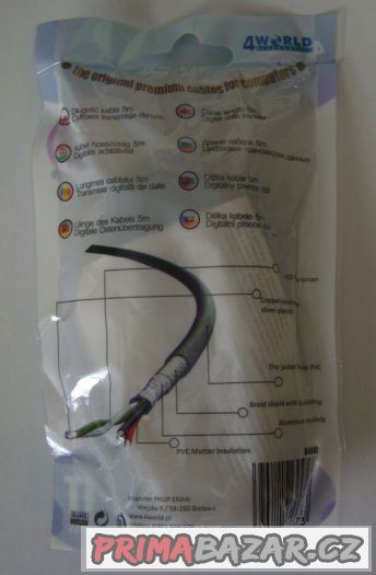 USB 2.0 propojovací černý kabel A-B, 5 metrů, nerozbalený, k – fotografie 3