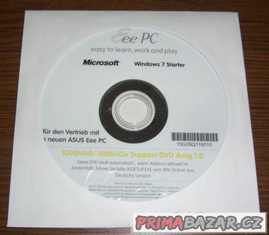 Windows 7 Starter pro Asus Eee PC (support DVD) – fotografie 2
