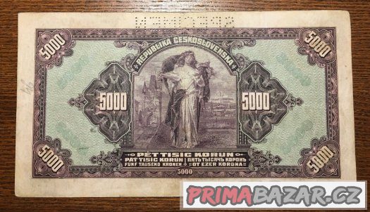 Staré bankovky 5000 korun 1920 VZÁCNÁ serie A – fotografie 2