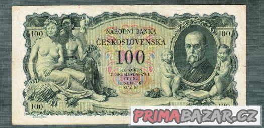 Staré bankovky - 100 korun 1931 neperforovana – fotografie 1