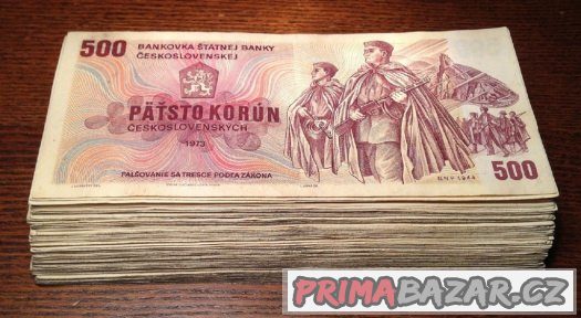 Staré bankovky 500 kčs 1973 balíček 100 kusů – fotografie 3