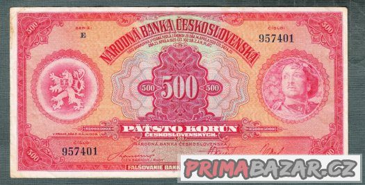Staré bankovky 500 korun 1929 NEPERFOROVANA – fotografie 1