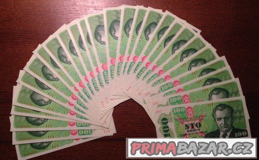 Staré bankovky 100 kčs 1989 Gottwald UNC bezvadný stav – fotografie 1
