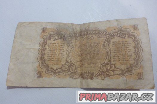 Bankovka 1 Koruna cena 800 korun – fotografie 2