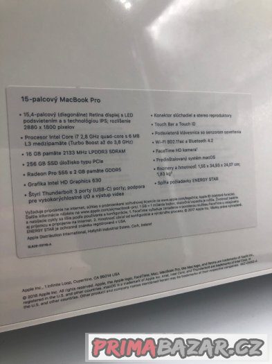 Macbook PRO 15" 2017 - NOVÝ nepoužitý - Apple záruka – fotografie 4