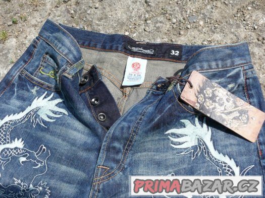 Pánské rifle ED HARDY Grindhouse Rhinestone - vel. 32/34 – fotografie 3