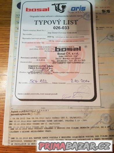 Typový list Jeep WJ/WG – fotografie 1