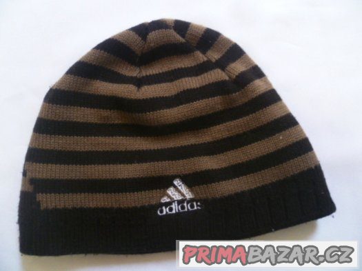 pruhovaná zimní čepice s nápisem Adidas vel. 98/104/110 – fotografie 1