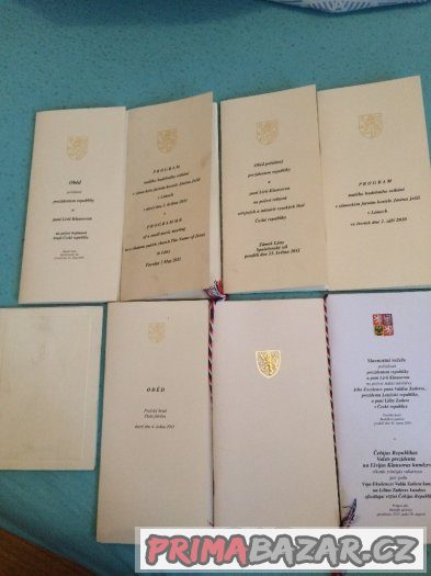 Prezidentské programy a menu V.Klause a Livie Klausové – fotografie 1