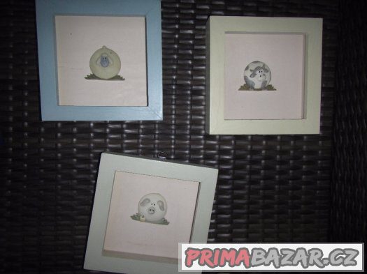 Set, 3x obraz plastika, rámek, dekorace na chalupu - – fotografie 1