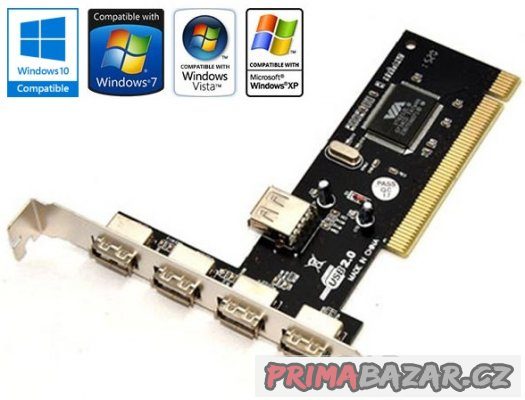 PCI USB 2.0 řadič 4+1, úplně nový – fotografie 1