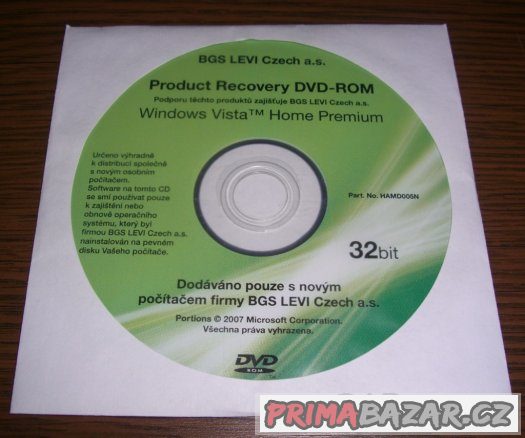 Windows Vista Home Premium 32bit CZ Recovery DVD – fotografie 1