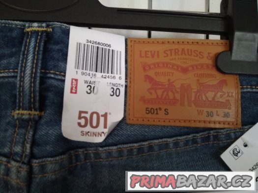 Pánské džíny Levis, skinny 501, W 30 L 30 – fotografie 4
