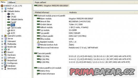 Notebooková paměť SO-DIMM 1 GB DDR2-667  FUNKČNÍ – fotografie 4