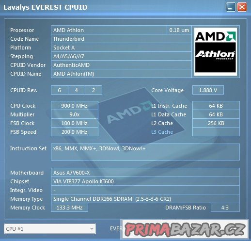 AMD Athlon 900 MHz Thunderbird A0900AMT3B sc.462 FUNKČNÍ – fotografie 4
