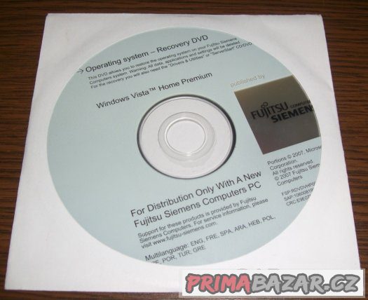 Windows Vista Home Premium Recovery DVD CZ FujitsuSiemens – fotografie 2