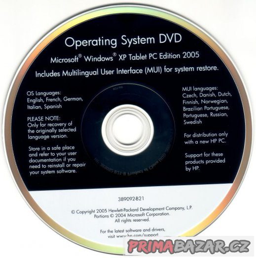Originál Windows XP Tablet PC Edition MUI DVD OEM HP – fotografie 2