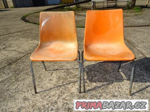 Retro - oranžové plastové židle - 2 ks – fotografie 2