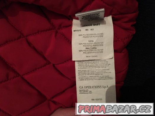 Zimní péřová bunda Armani baby originál. – fotografie 4
