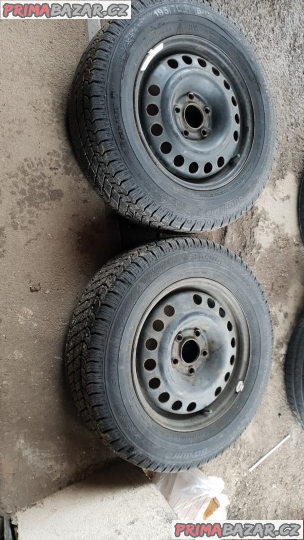2x plechovy disk vw t4 s pneu 95% vzorek 5x112