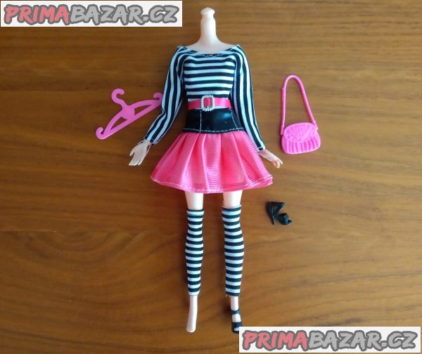NOVÉ! Set pro panenku Barbie, šaty + podkol. + boty + kabelka + ram..