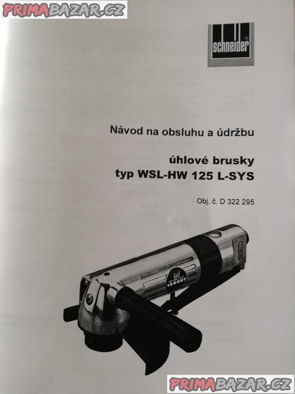 PNEUMATICKÁ ÚHLOVÁ BRUSKA SCHNEIDER 125L SYS – fotografie 3