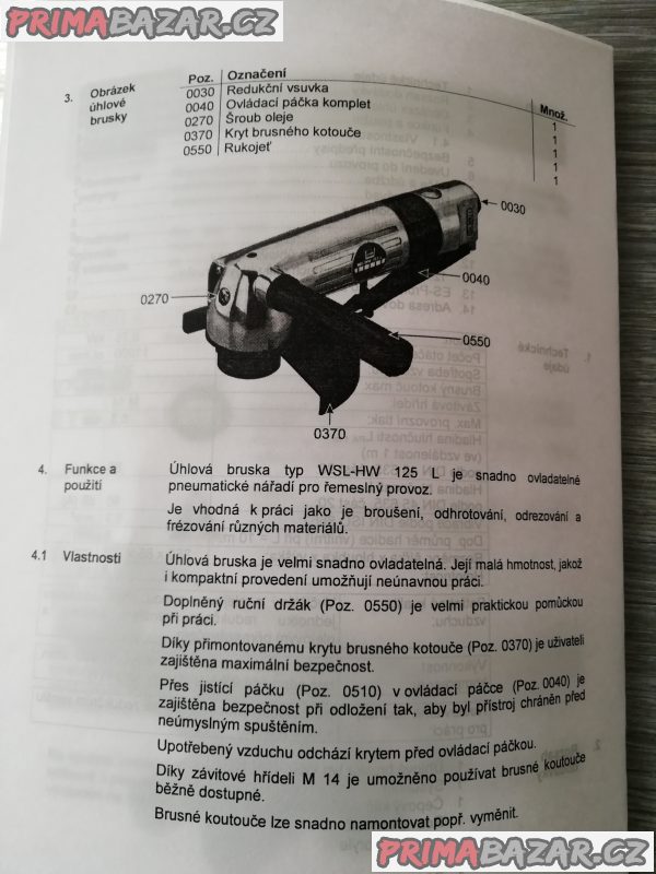 PNEUMATICKÁ ÚHLOVÁ BRUSKA SCHNEIDER 125L SYS – fotografie 4