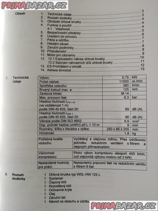 PNEUMATICKÁ ÚHLOVÁ BRUSKA SCHNEIDER 125L SYS – fotografie 5