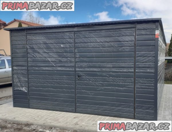 PLECHOVÁ GARÁŽ 4 x 6 m TRENDY RAL7016 – fotografie 1