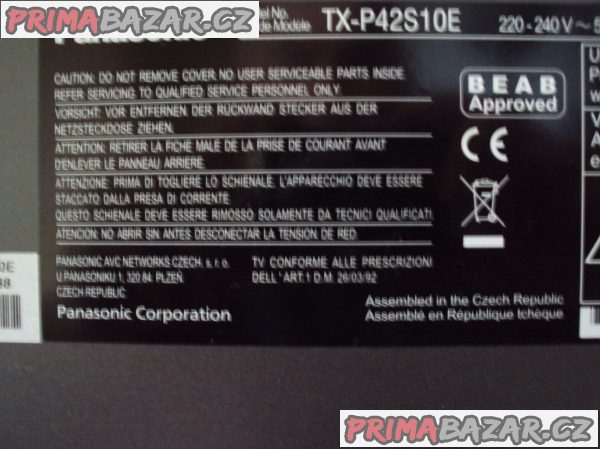 Prodám televizor Panasonic TX-P42S10E plazma – fotografie 3