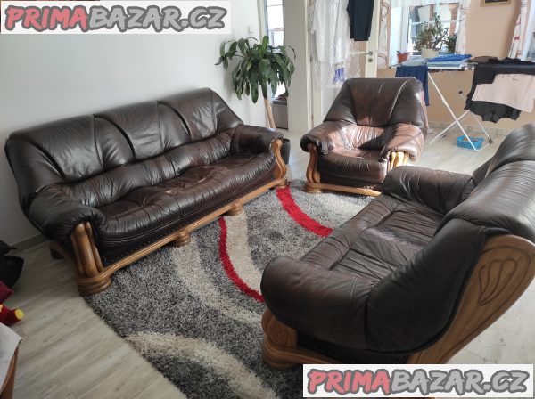Kožená holandská sedačka 3+2+1 – fotografie 1