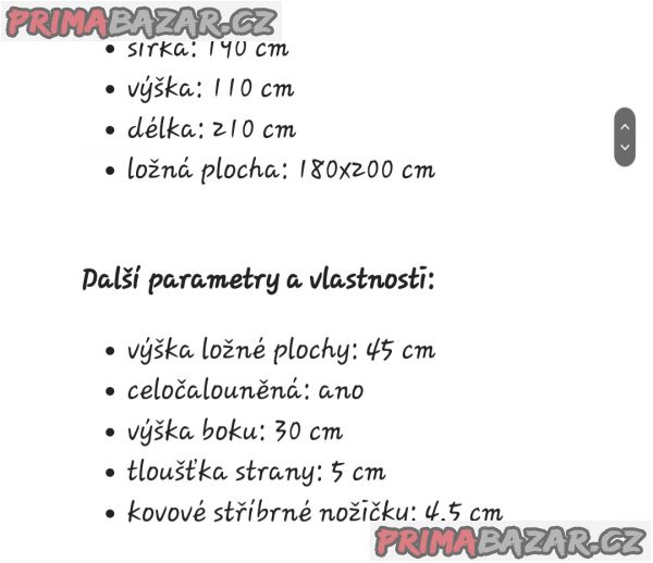 Čalouněná postel 180x200 s čelem – fotografie 4