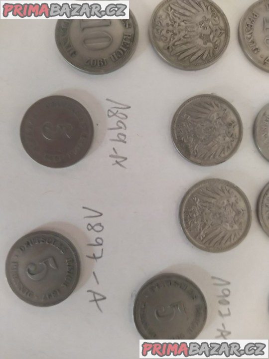 konvolut mincí - 5 a 10 pfennig – fotografie 2