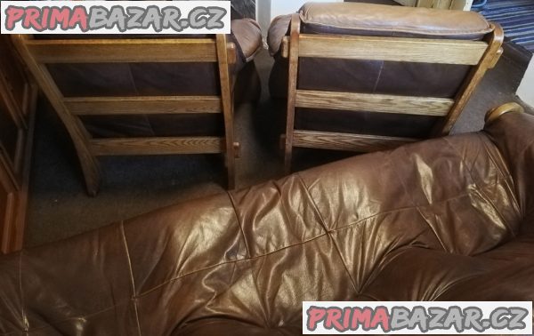 Kožená sedačka s dvěma křesly – fotografie 2