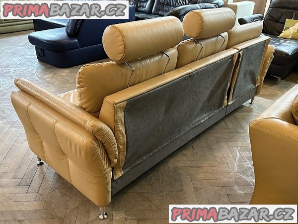 277 Kožená plně rozkládací sedačka béžová – fotografie 6