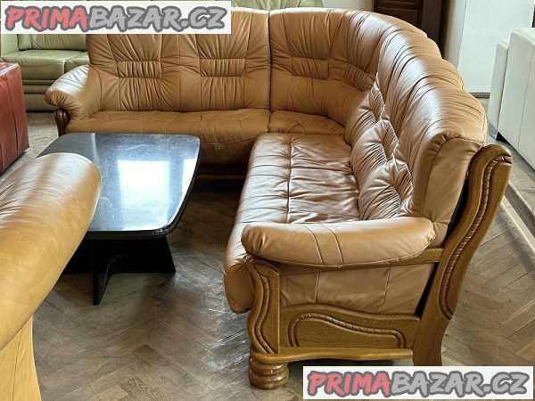534 Luxusní rustikální kožená rohová sedačka - masiv – fotografie 2