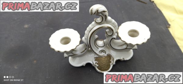Porcelánový dvouramenný svícen – fotografie 2