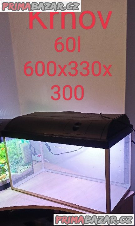 Akvarium 60cmx33x30 60l neteče použité krásné – fotografie 1