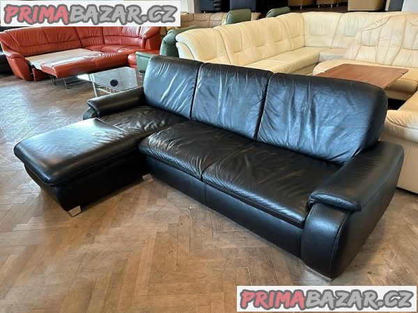 535 Kožená sedací souprava sedačka černá – fotografie 1