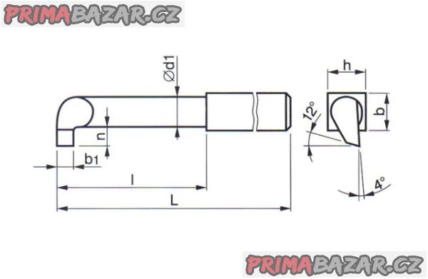 Nůž soustruž 25x25 z RO kovaný ZAPICHOVACÍ VNITŘNÍ, HSS (ČR) – fotografie 3