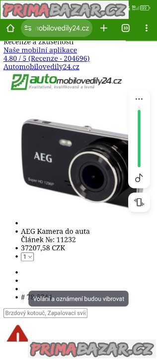 Palubní kamera s nočním viděním a asistentem – fotografie 1