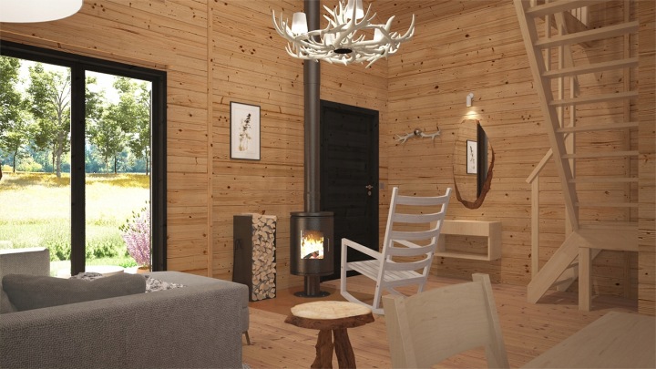 Dřevěný celoroční / rekreační domek 5 m x 7 m (35 m2) – fotografie 4